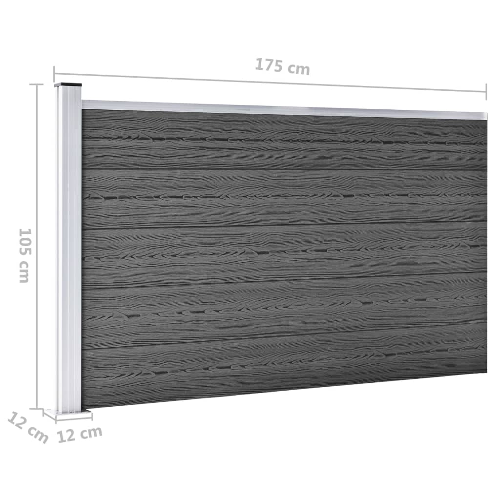 Set De Paneles De Valla Wpc Negro 353x105 Cm / Vetonek_5