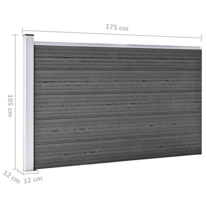 Set De Paneles De Valla Wpc Negro 353x105 Cm / Vetonek_5