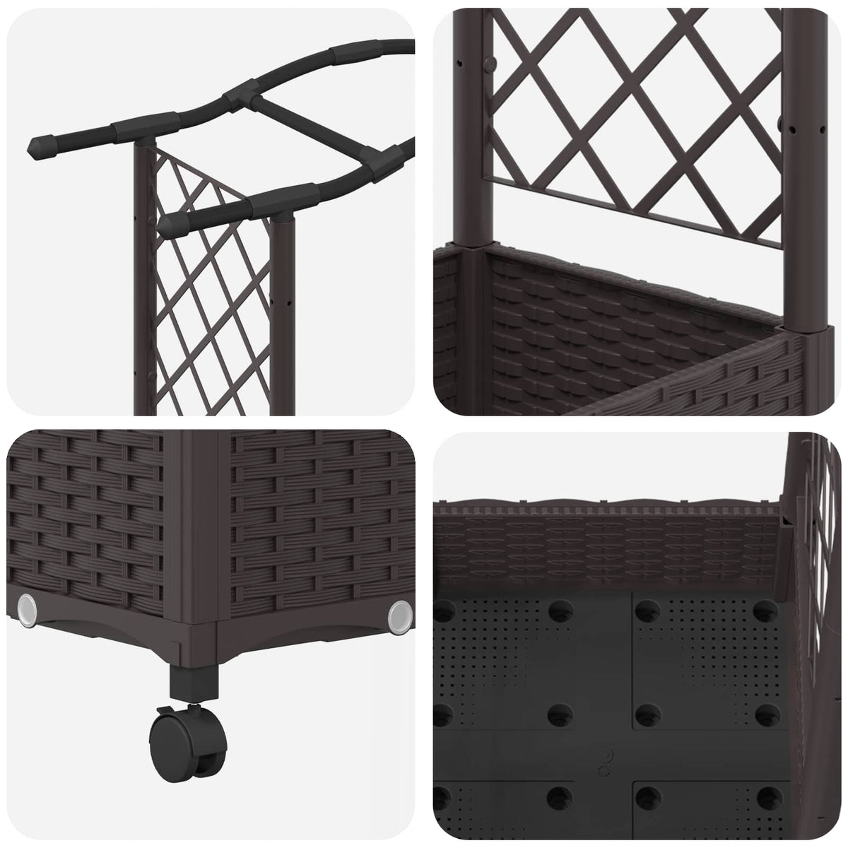 Cama Elevada Con Trellis Y Techo Marrón 124 X 40 X 129 Cm Pp_5