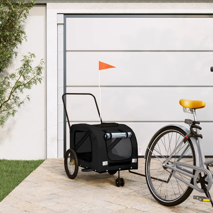 Vidaxl Remolque De Bicicleta Mascotas Hierro Tela Oxford Negro_1