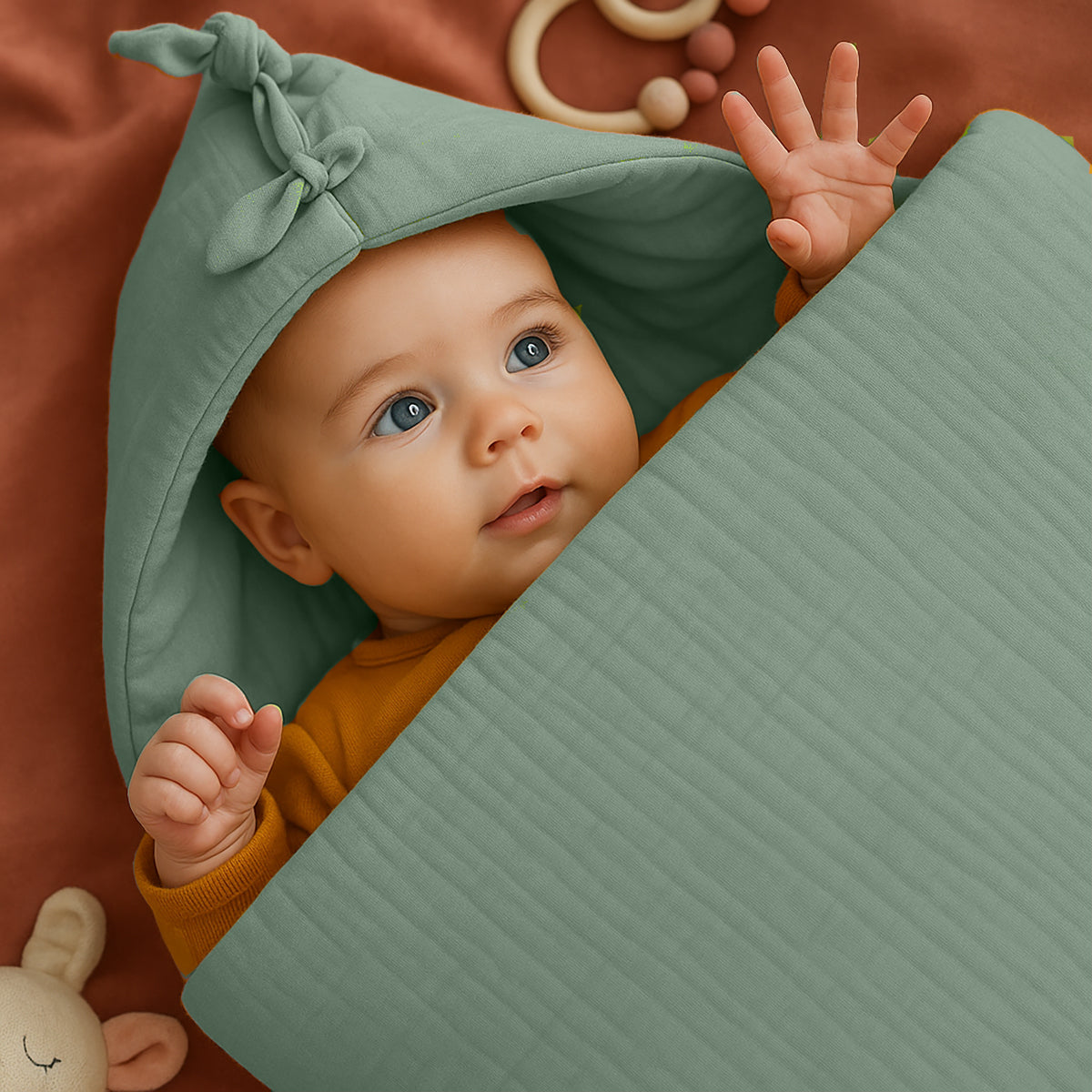 Nido De Bebé  En Algodón Bio Verde_1