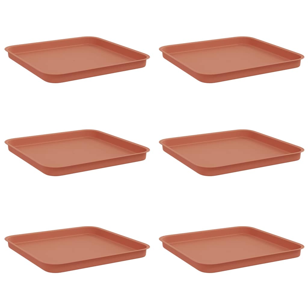 Bandeja Cuadrada Para Flores 6 Pcs Rojo Ladrillo Plástico_0
