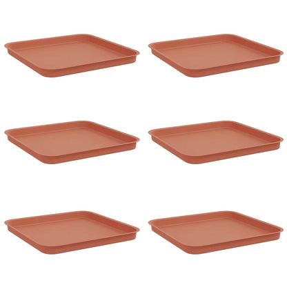 Bandeja Cuadrada Para Flores 6 Pcs Rojo Ladrillo Plástico_0