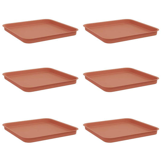 Bandeja Cuadrada Para Flores 6 Pcs Rojo Ladrillo Plástico_0