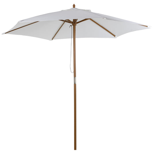 Outsunny Sombrilla De Jardín Ø250x230 Cm Con Poste Desmontable Blanco_0