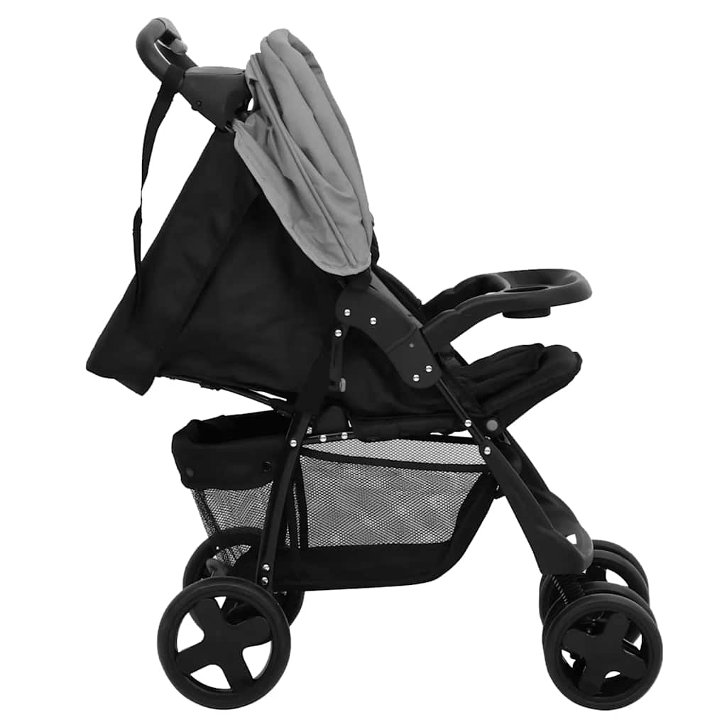 Vidaxl Carrito De Bebés 2 En 1 De Acero Gris Claro Y Negro_4