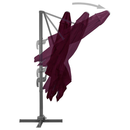 Vidaxl Sombrilla Jardín Voladiza Palo De Aluminio Burdeos 300x300 Cm_3