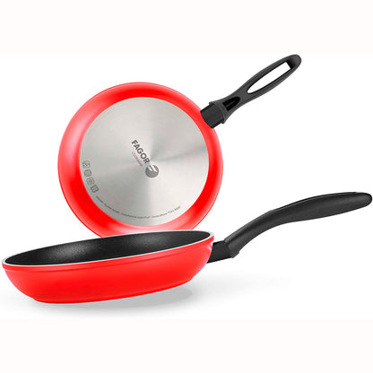 Batería Cocina Inducción 8 Piezas, Antiadherente Sin Pfoa, Aluminio Forjado, Cazuelas Sartenes Fagor Maxima Rojo_3