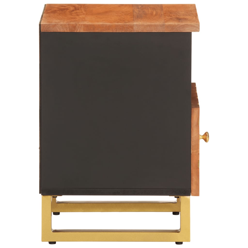 Mesitas De Noche 2 Uds Madera Maciza De Mango Marrón Y Negro_3