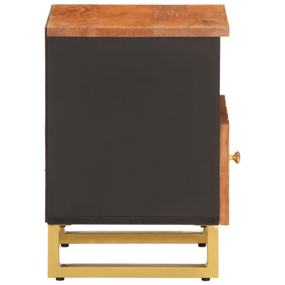 Mesitas De Noche 2 Uds Madera Maciza De Mango Marrón Y Negro_3