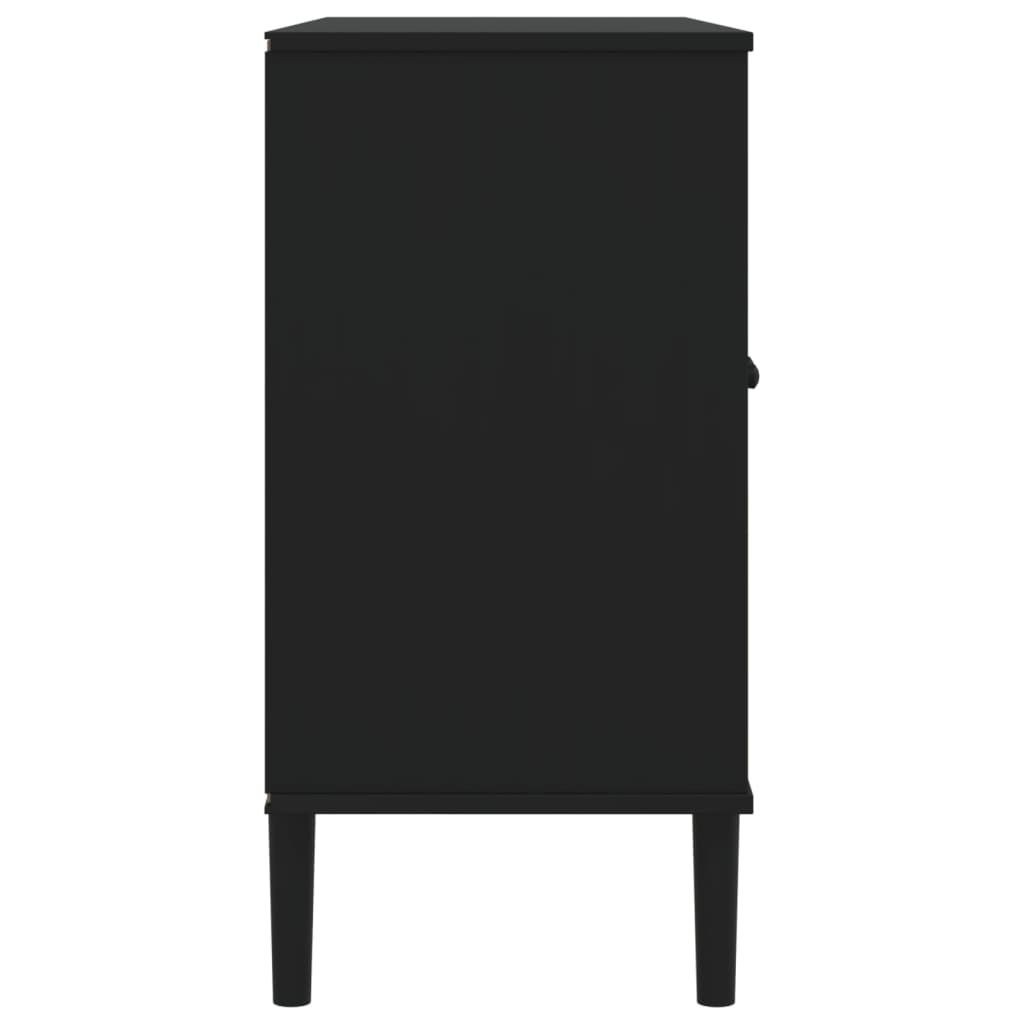 Aparador Senja Aspecto De Ratán Madera Pino Negro 112x40x80 Cm / Vetonek_5