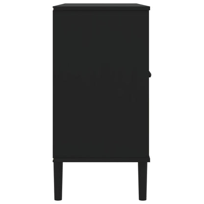 Aparador Senja Aspecto De Ratán Madera Pino Negro 112x40x80 Cm / Vetonek_5