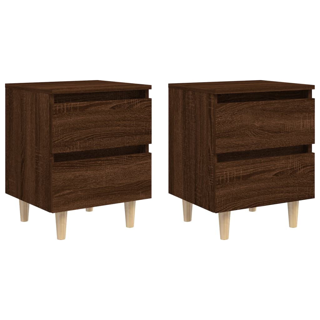 Mesitas De Noche 2 Uds Con Patas Madera Marrón Roble 40x35x50cm_0