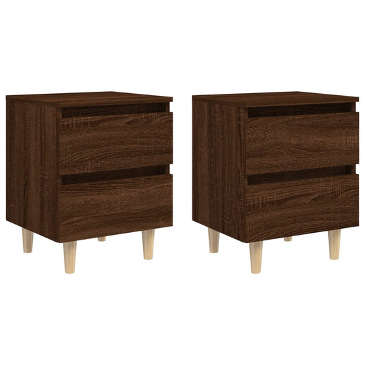 Mesitas De Noche 2 Uds Con Patas Madera Marrón Roble 40x35x50cm_0