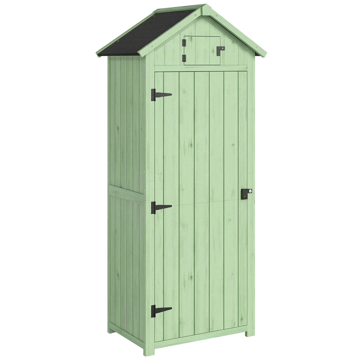 Armario De Jardín Outsunny Madera De Abeto Verde 77x54.2x179 Cm_1