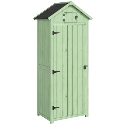 Armario De Jardín Outsunny Madera De Abeto Verde 77x54.2x179 Cm_1