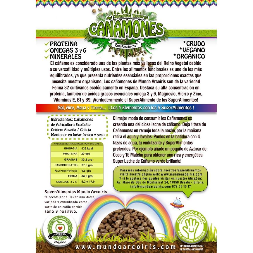 Cáñamo semillas enteras  ecológico 1 kg