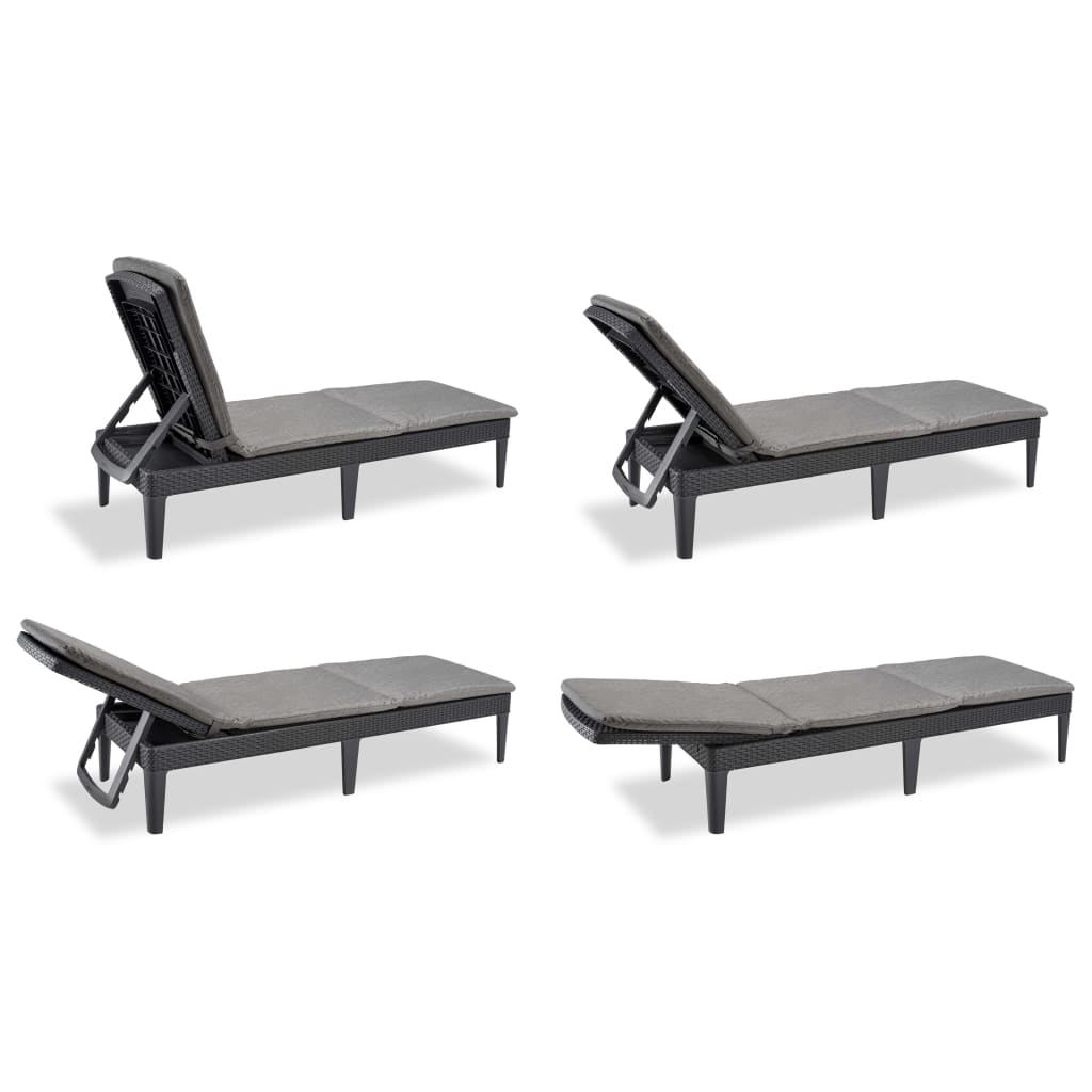 Keter Tumbona De Jardín Con Cojín Jaipur Piscina Terraza Resina Grafito Anxpxal Cm 58x187,5x29_0