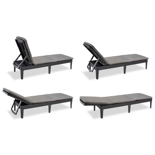 Keter Tumbona De Jardín Con Cojín Jaipur Piscina Terraza Resina Grafito Anxpxal Cm 58x187,5x29_0