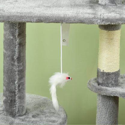 Pawhut Árbol Rascador Para Gatos Con Nidos Plataformas 50x35x134,2 Cm Gris_3