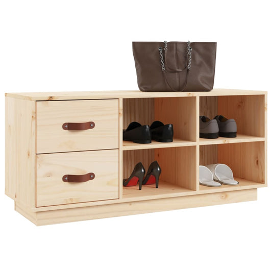 Banco Zapatero Madera Maciza De Pino 100x34x45 Cm / Vetonek_0