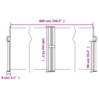 Vidaxl Toldo Lateral Retráctil Marrón 140x600 Cm_2