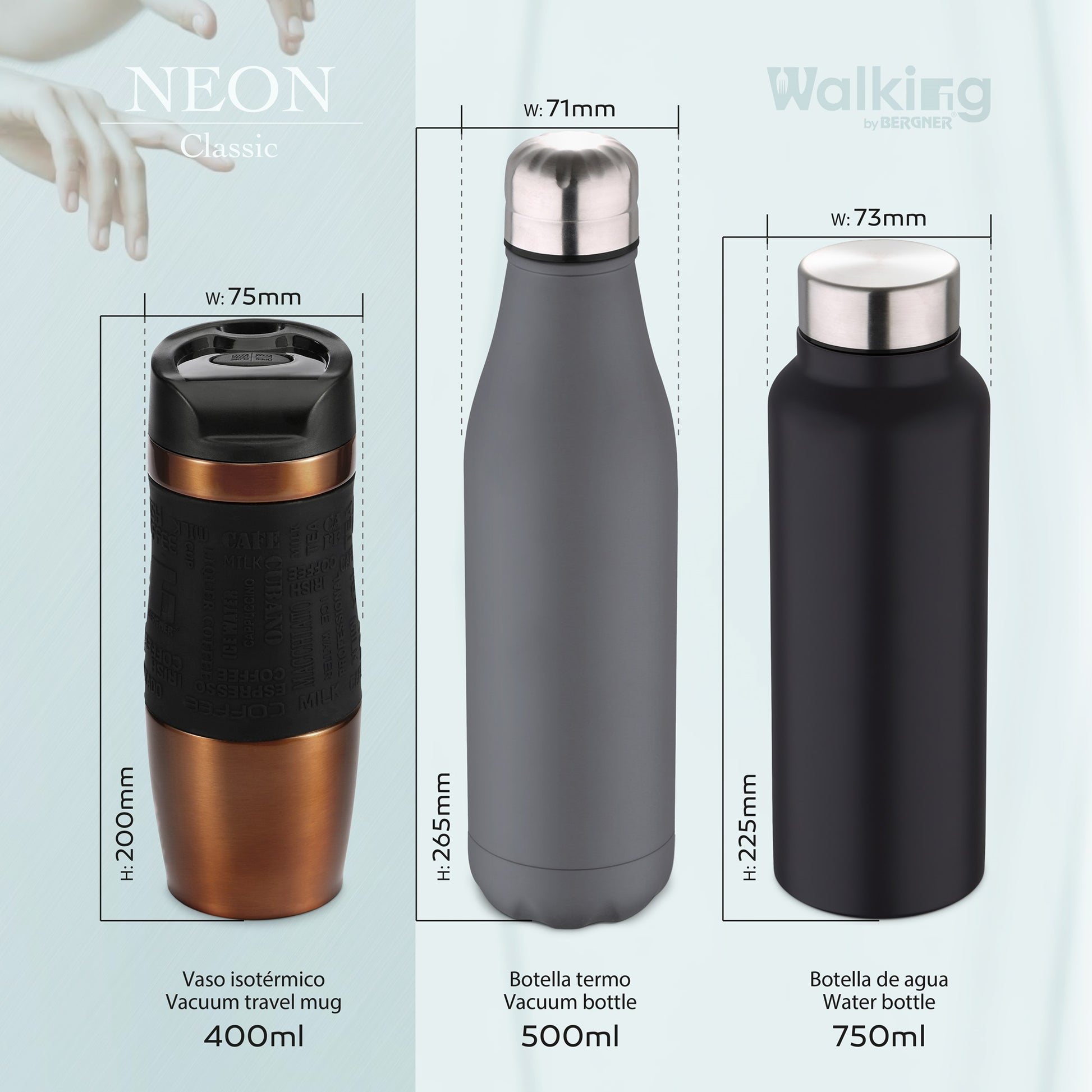 Botella Termo Cola 500ml Acero Inoxidable Gris Walking Anywhere_2