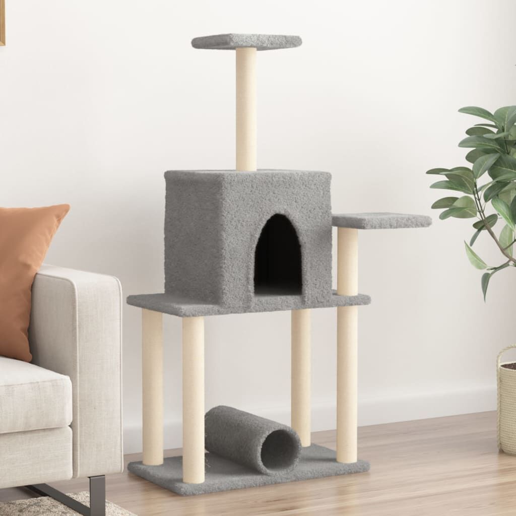 Vidaxl Rascador Para Gatos Con Postes De Sisal Gris Claro 122 Cm_1