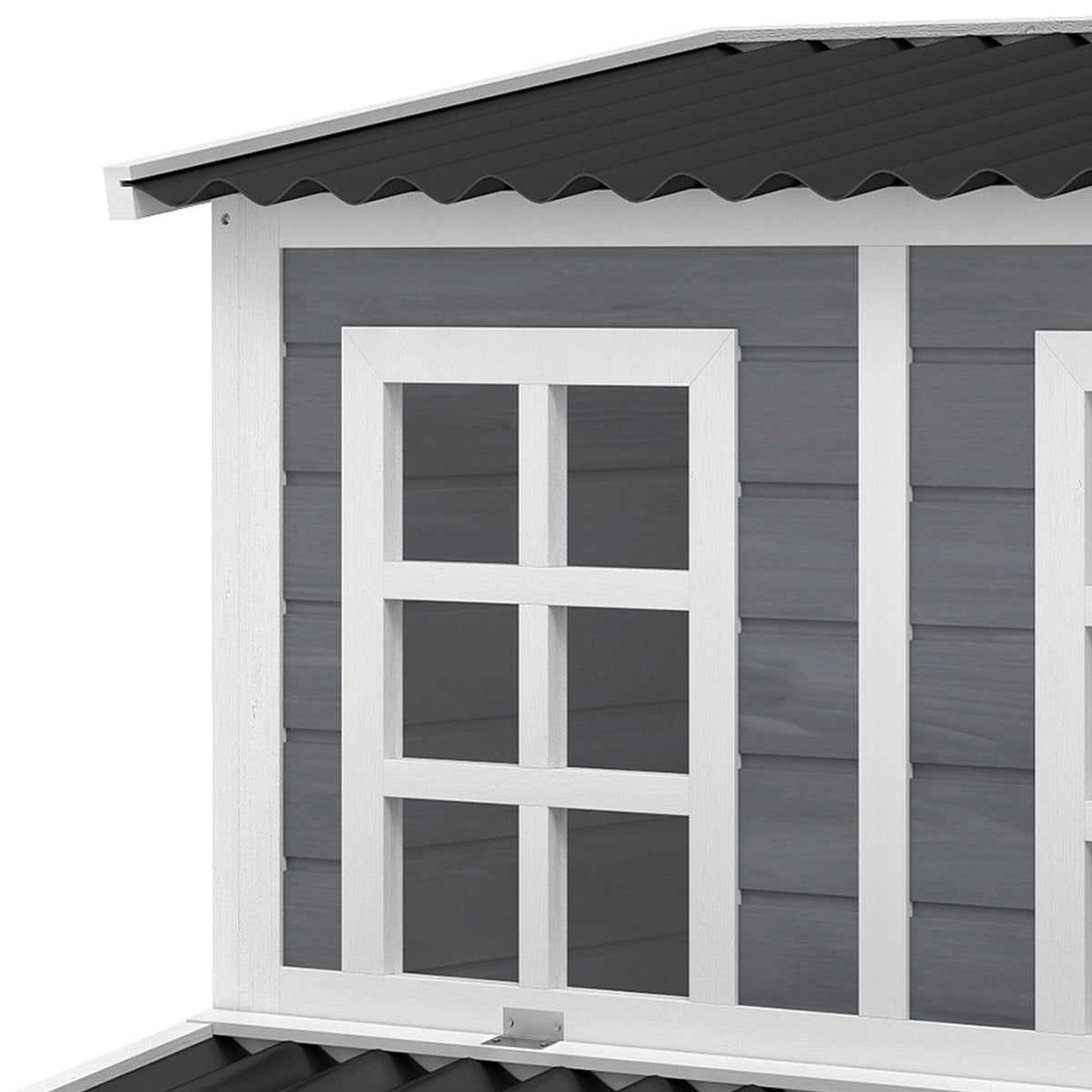 Galinheiro Pawhut Madeira De Abeto, Pvc Cinzento-claro 100x86x100 Cm_5
