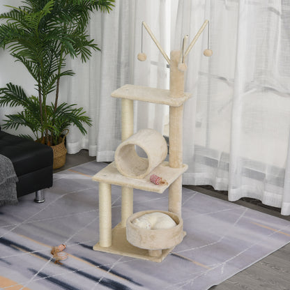 Pawhut Árbol De Gatos Con Cama Postes Rascadores Túnel Juguetes Colgantes_1