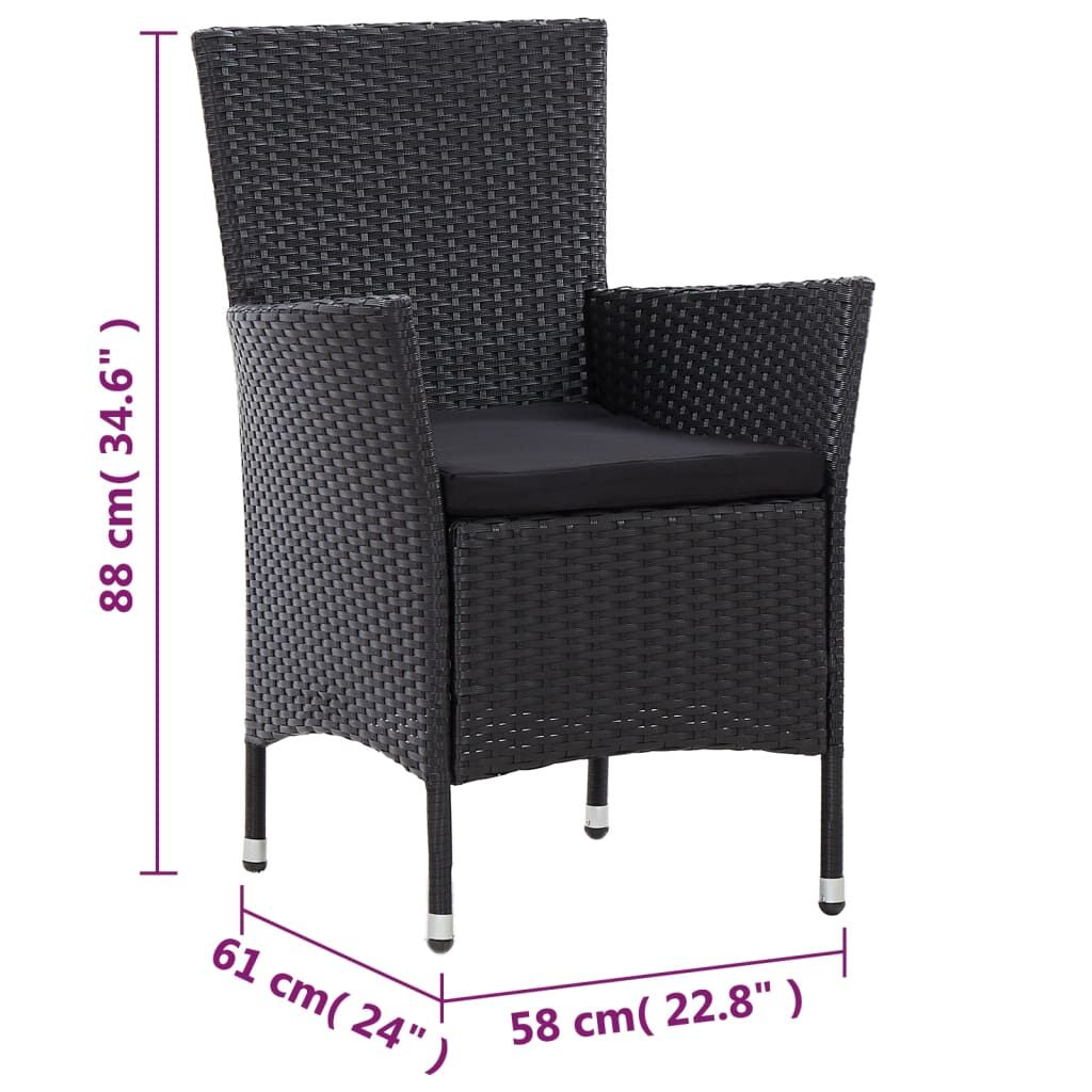 Vidaxl Set Comedor De Jardín 7 Piezas Y Cojines Ratán Sintético Negro_2