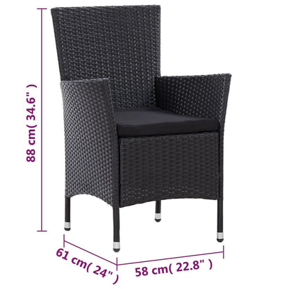 Vidaxl Set Comedor De Jardín 7 Piezas Y Cojines Ratán Sintético Negro_2