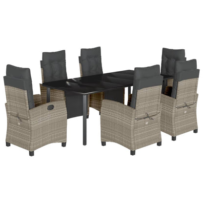 Set Comedor Jardín 7 Pzas Y Cojines Ratán Sintético Gris Claro / Vetonek_4