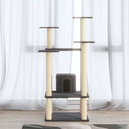 Vidaxl Rascador Para Gatos Con Postes De Sisal Gris Oscuro 110 Cm_1