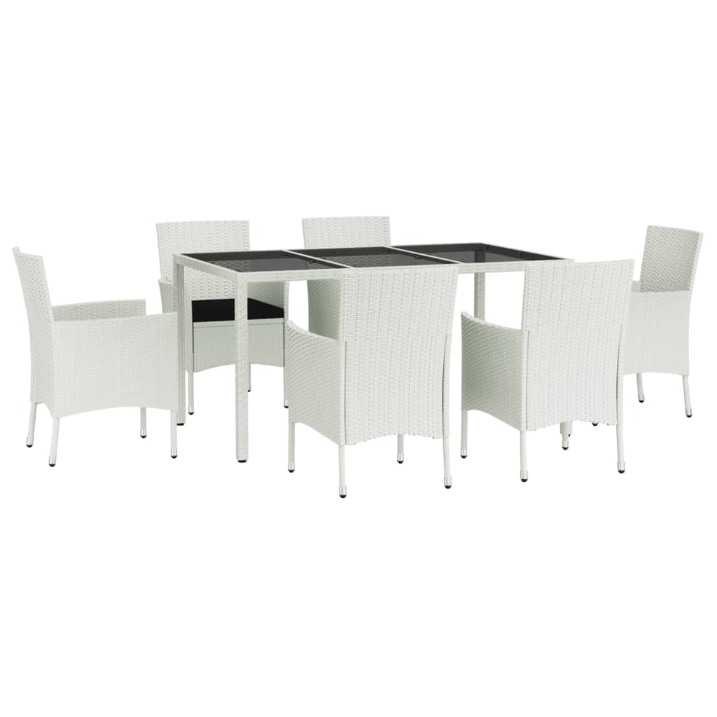 Vidaxl Set Comedor De Jardín 7 Pzas Con Cojines Ratán Sintético Blanco_0