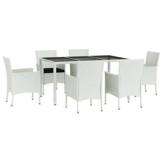 Vidaxl Set Comedor De Jardín 7 Pzas Con Cojines Ratán Sintético Blanco_0