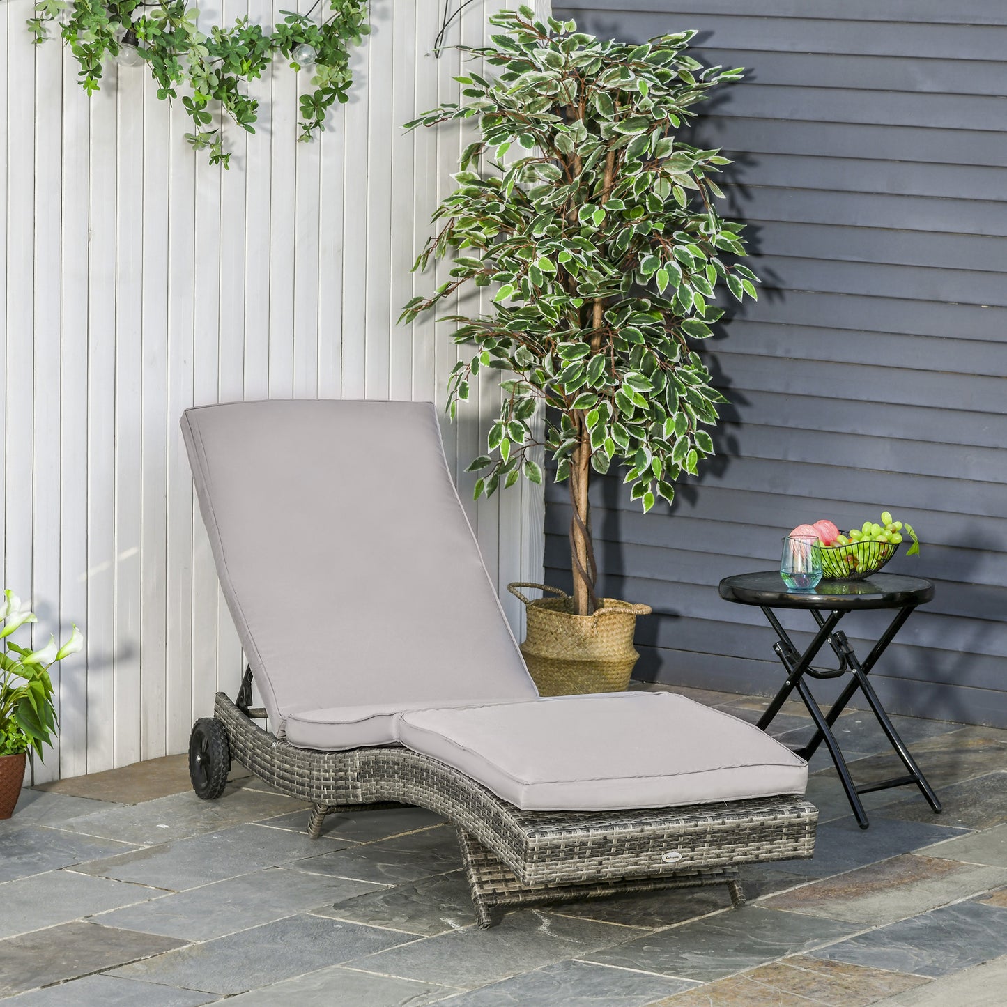 Outsunny Juego De 2 Tumbonas De Ratán Reclinable En Forma De S Con Ruedas_1