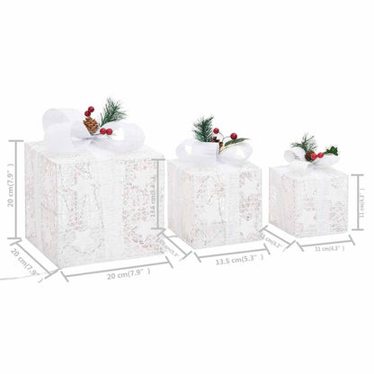 Vidaxl Caja Regalo Decorativa Navidad 3 Pzas Blanca Exterior/interior_2
