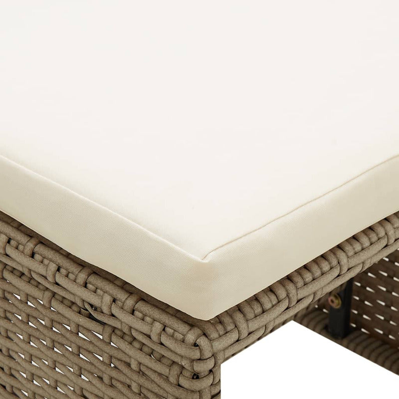Vidaxl Taburetes De Jardín 4 Unidades Y Cojines Ratán Sintético Beige_5