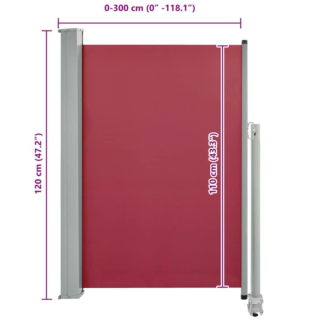 Vidaxl Toldo Lateral Retráctil De Jardín Rojo 120x300 Cm_2