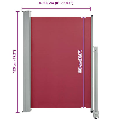 Vidaxl Toldo Lateral Retráctil De Jardín Rojo 120x300 Cm_2