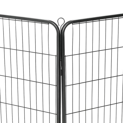 Corral Para Perros 8 Paneles De Acero 80x100 Cm Negro_5