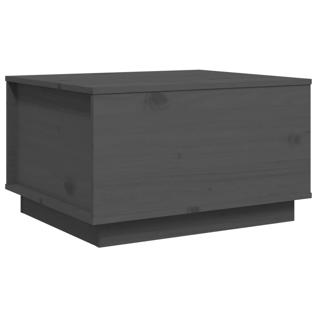 Mesa De Centro Madera Maciza De Pino Gris 60x50x35 Cm_0