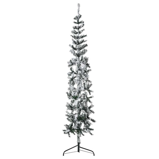 Vidaxl Mitad Árbol Navidad Artificial Delgado Con Nieve 210 Cm_0