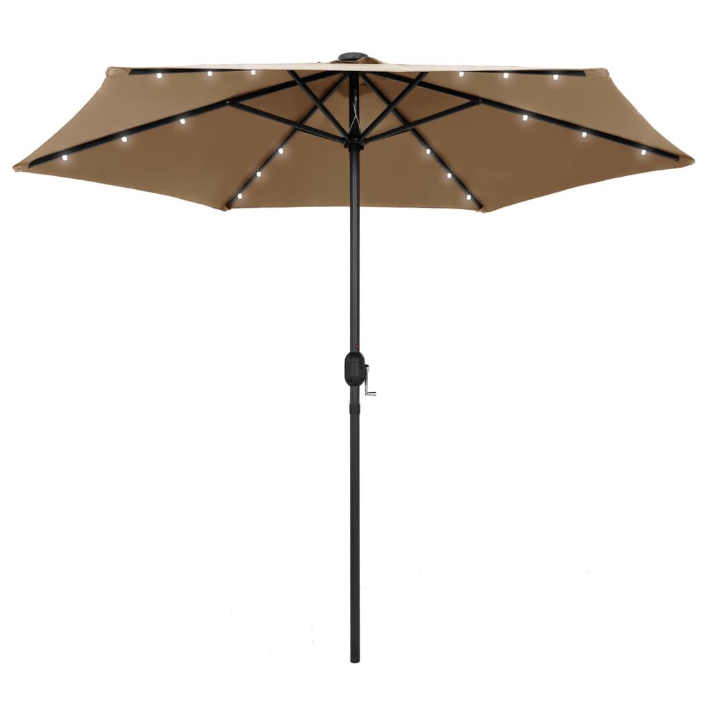 Vidaxl Sombrilla De Jardín Con Luces Led Palo De Aluminio Taupe 270 Cm_0