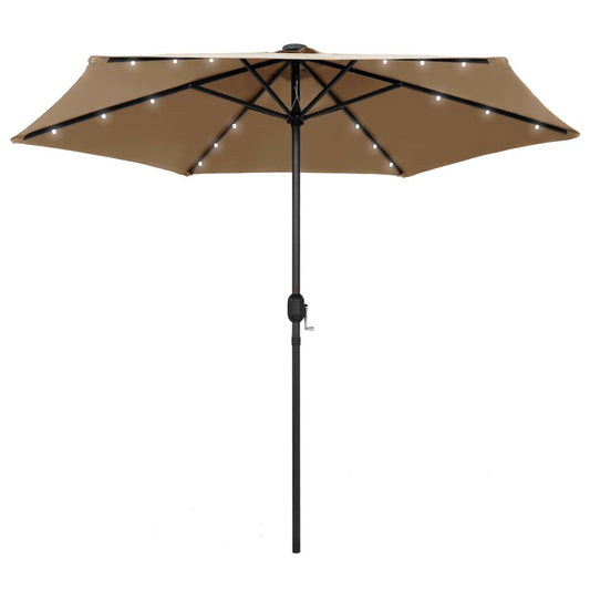 Vidaxl Sombrilla De Jardín Con Luces Led Palo De Aluminio Taupe 270 Cm_0