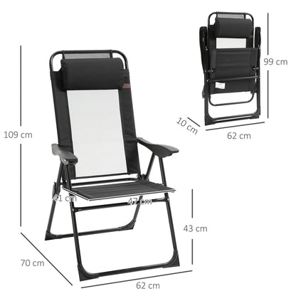 Outsunny Conjunto De 2 Sillas De Camping Plegables 62x70x109 Cm Negro_2