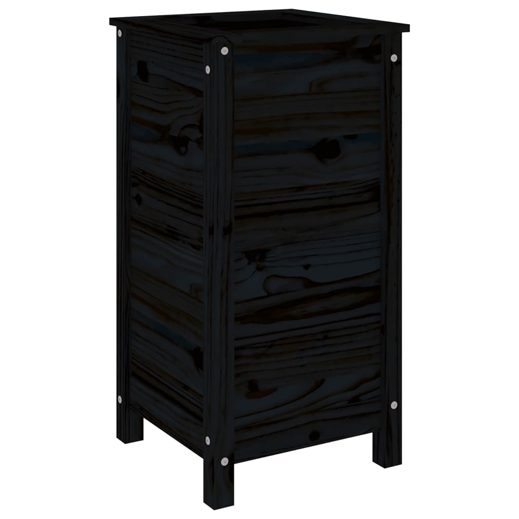 Jardinera Madera Maciza De Pino Negro 40x40x78 Cm_5