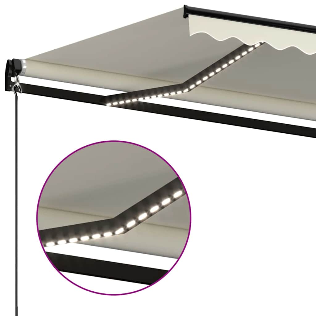 Toldo Retráctil Manual Con Led Color Crema 450x300 Cm_4