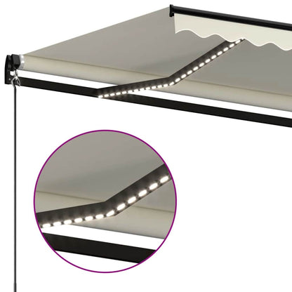Toldo Retráctil Manual Con Led Color Crema 450x300 Cm_4